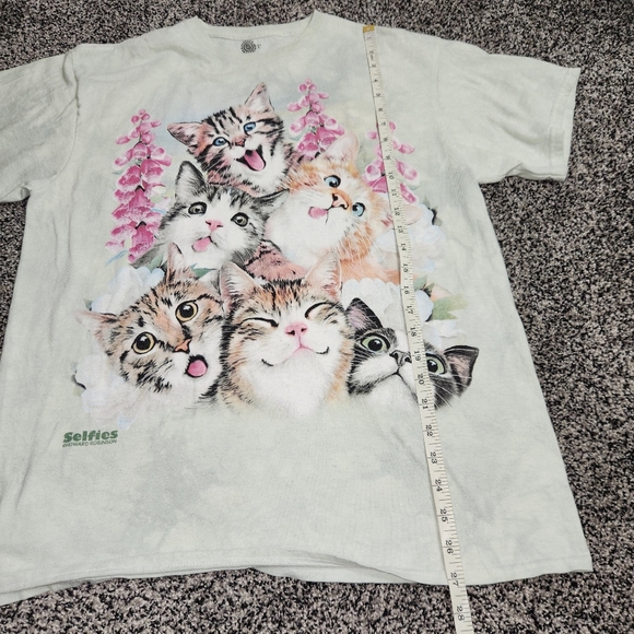 The Mountain Cat Selfie T Shirt Unisex L Bleached Dye Wash,kitty Crazy Cat Lady - Picture 3 of 8